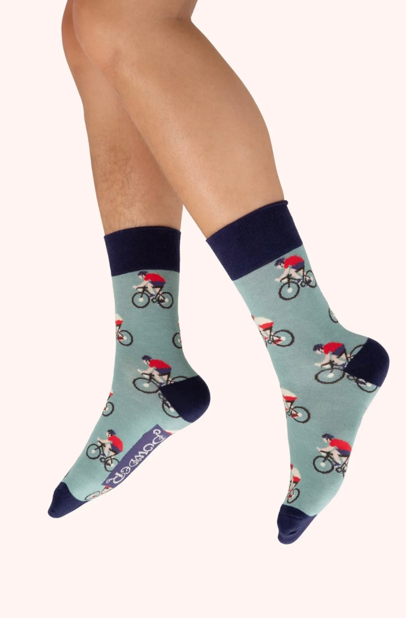 Powder Design Men’s Bamboo Socks Racing Bikes - Ice