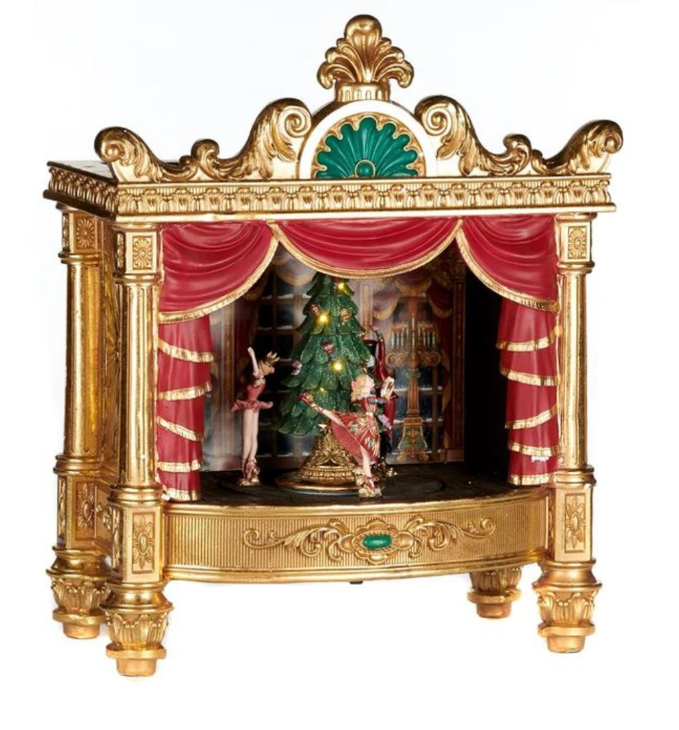Gisela Graham Nutcracker Large Music Box Theatre with Music, Light up Christmas Tree and Rotating Dancers