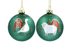 Load image into Gallery viewer, Gisela Graham Matt Green Farmyard Glass Bauble 8 cm

