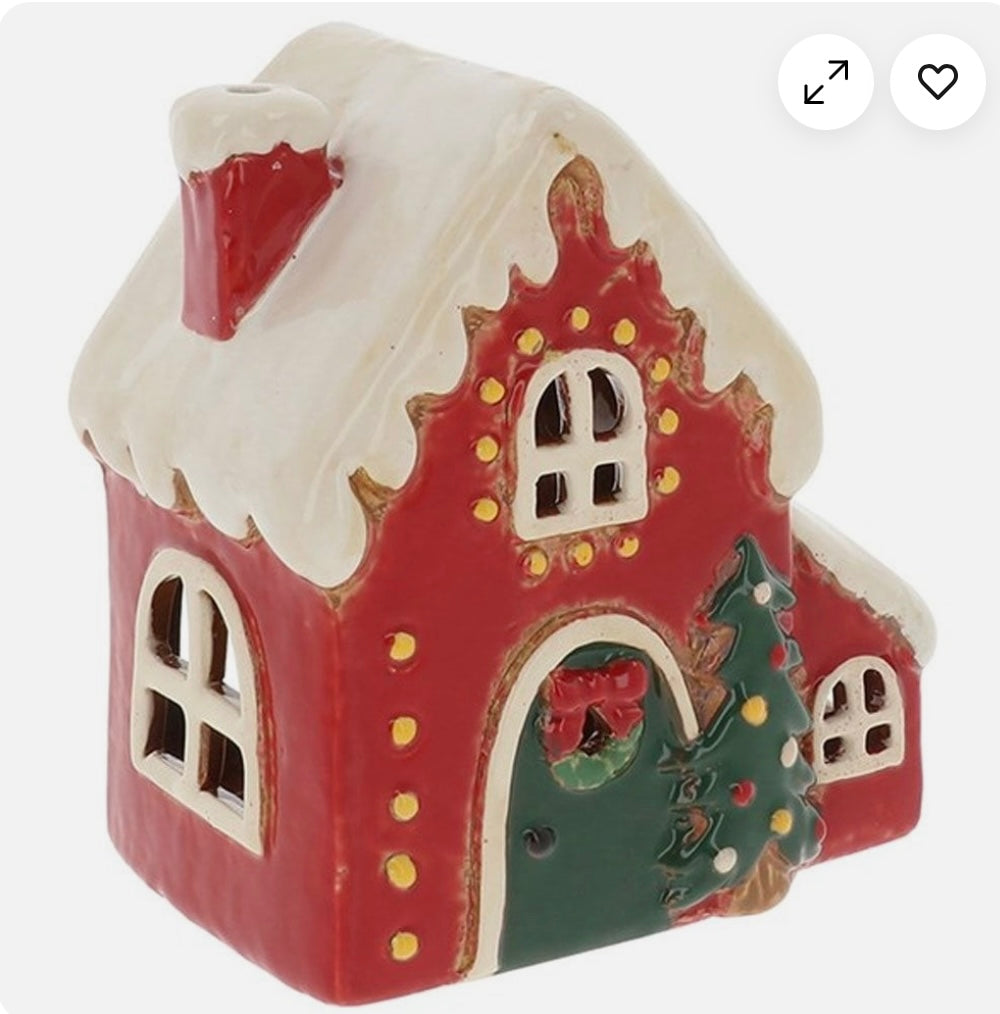 Village Pottery Christmas Fairy Light House Tealight