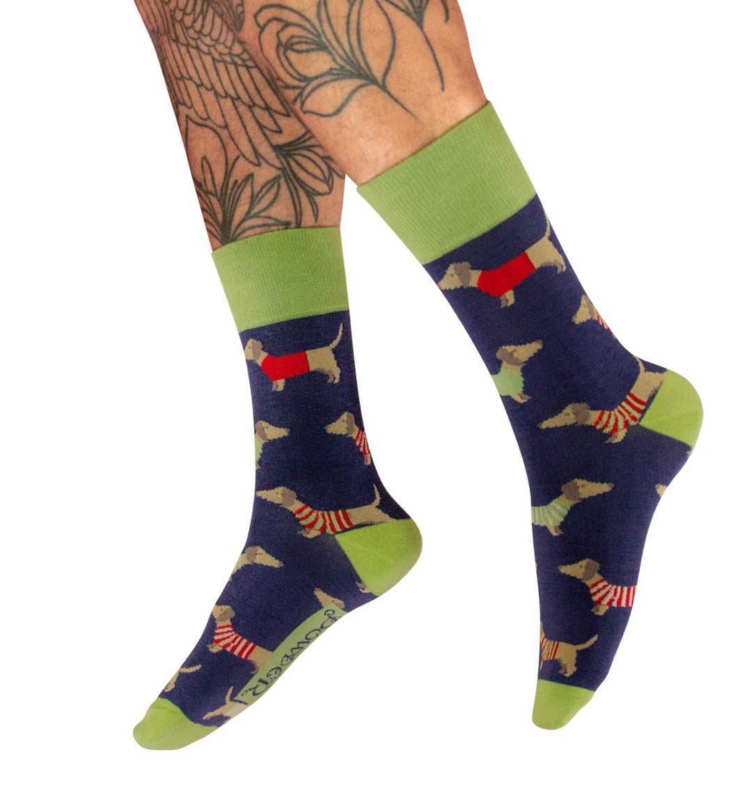 Powder Design Men’s Bamboo Socks Sausage Dog - Navy