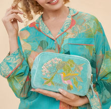 Load image into Gallery viewer, Powder Design Velvet Make Up Bag in Hummingbird Design
