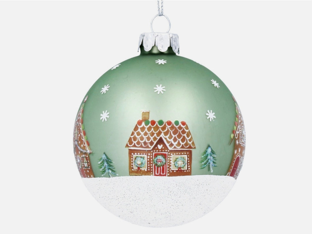 Gisela Graham Green Gingerbread Glass Bauble