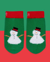 Load image into Gallery viewer, Blade and Rose Green Snowman Socks
