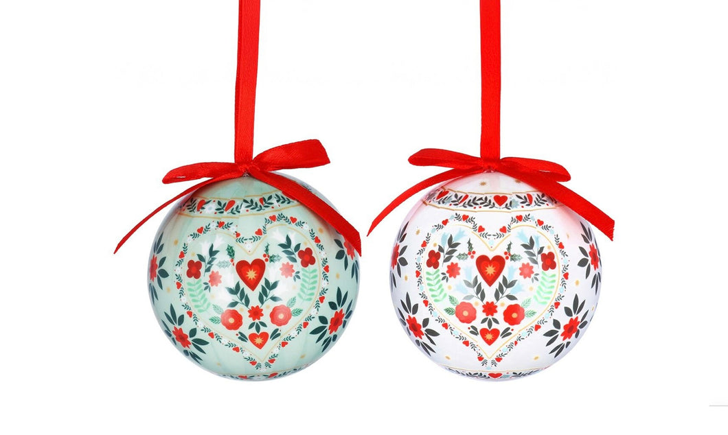 Gisela Graham Christmas Poly Foam Baubles Set of 2 Alpine Flower