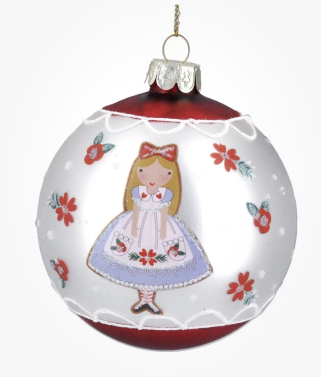 Alice in Wonderland Glass Bauble - Gisela Graham