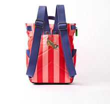 Load image into Gallery viewer, Roka Canfield Roll Top Backpack in Circus Print Recycled Canvas Small

