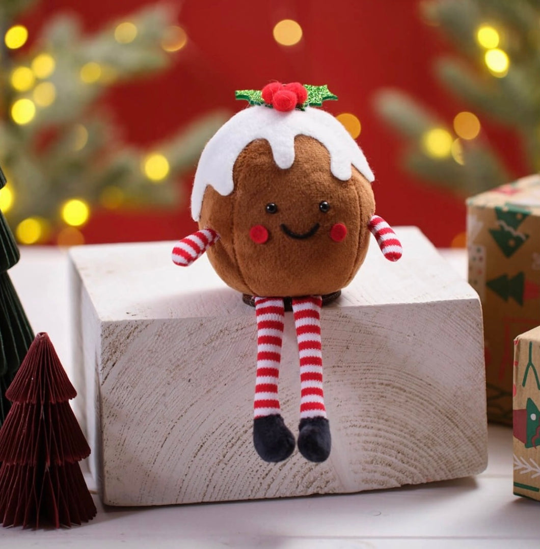 Jingle and Joy Fabric Christmas Pudding Shelf Sitter
