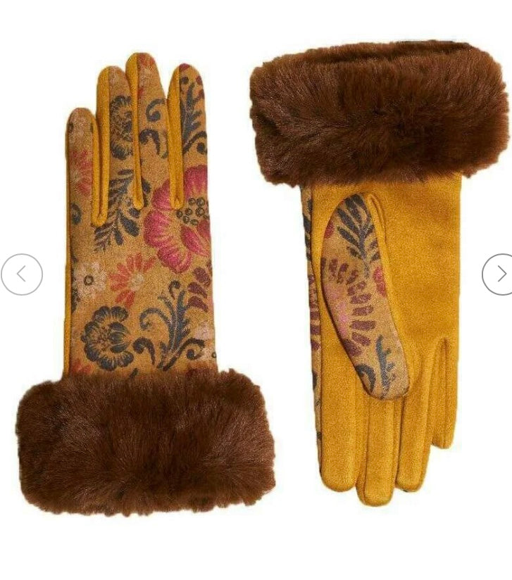 Powder Design Bernadette Gloves in Mustard Floral Colourway