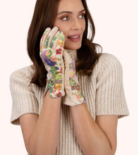 Load image into Gallery viewer, Powder Design Faux Suede Floral Gloves in Cream
