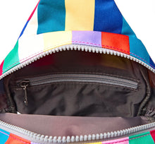 Load image into Gallery viewer, Roka Willesden Recycled Canvas Large Teal Wide Multi Stripe
