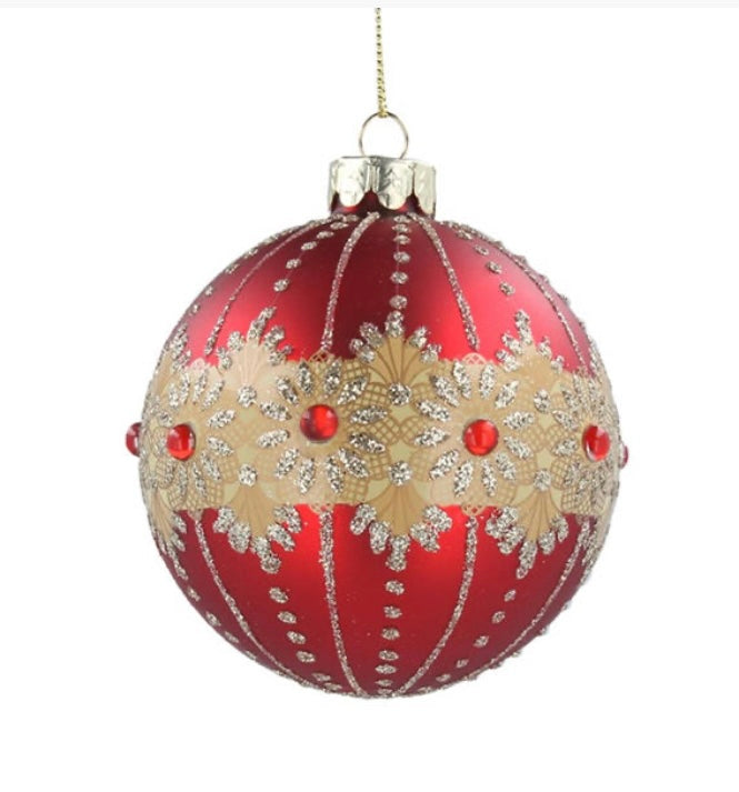 Gisela Graham Decorative Red and Gold Glass Bauble