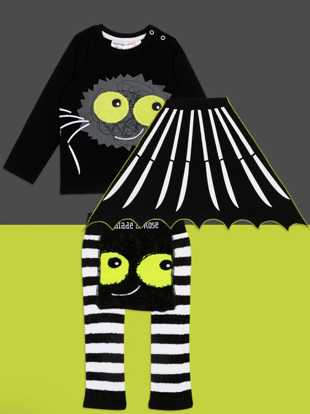 Blade and Rose Fluffy Spider Halloween Outfit - includes top, leggings and cape
