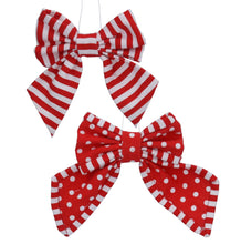 Load image into Gallery viewer, Gisela Graham Set of 2 Fabric Red and White Bows
