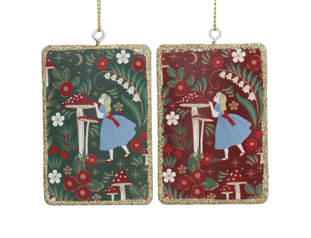 Gisela Graham Set of 2 Alice in Wonderland Tin Playing Card Decorations