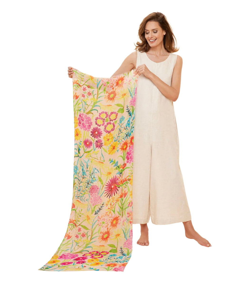 Powder Design Watercolour Wildflowers 100% Linen Scarf