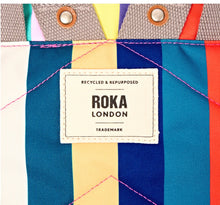 Load image into Gallery viewer, Roka Canfield Sustainable Recycled Small Wide Multi Stripe Backpack
