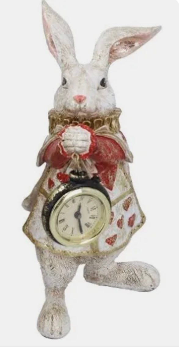 Gisela Graham White Rabbit Ornament with Clock