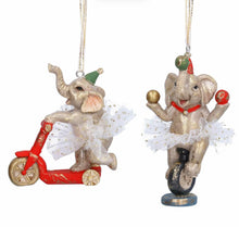 Load image into Gallery viewer, Set of 2 Circus Elephants Resin Hanging Decorations
