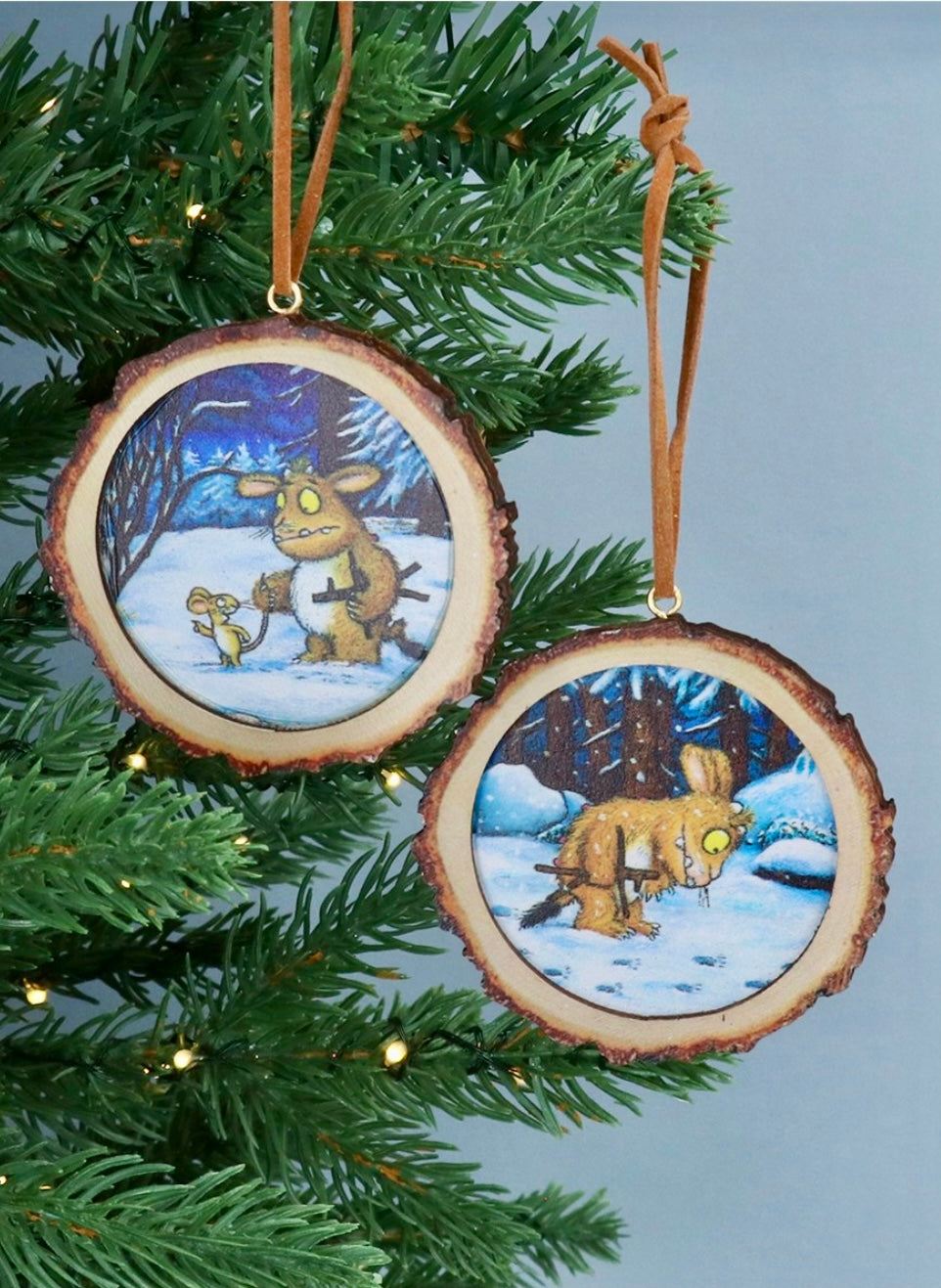 Gisela Graham set of 2 Wood Log Decorations- Gruffalo’s Child