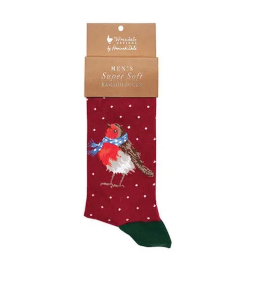 Wrendale Designs “ Seasons Tweetings” Men’s Robin Socks