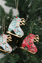 Load image into Gallery viewer, Set of 3 Wooden Alpine Skate Decorations by Gisela Graham
