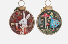 Load image into Gallery viewer, Gisela Graham Set of 2 Pocket Watch Style Resin Christmas Decorations Alice in Wonderland
