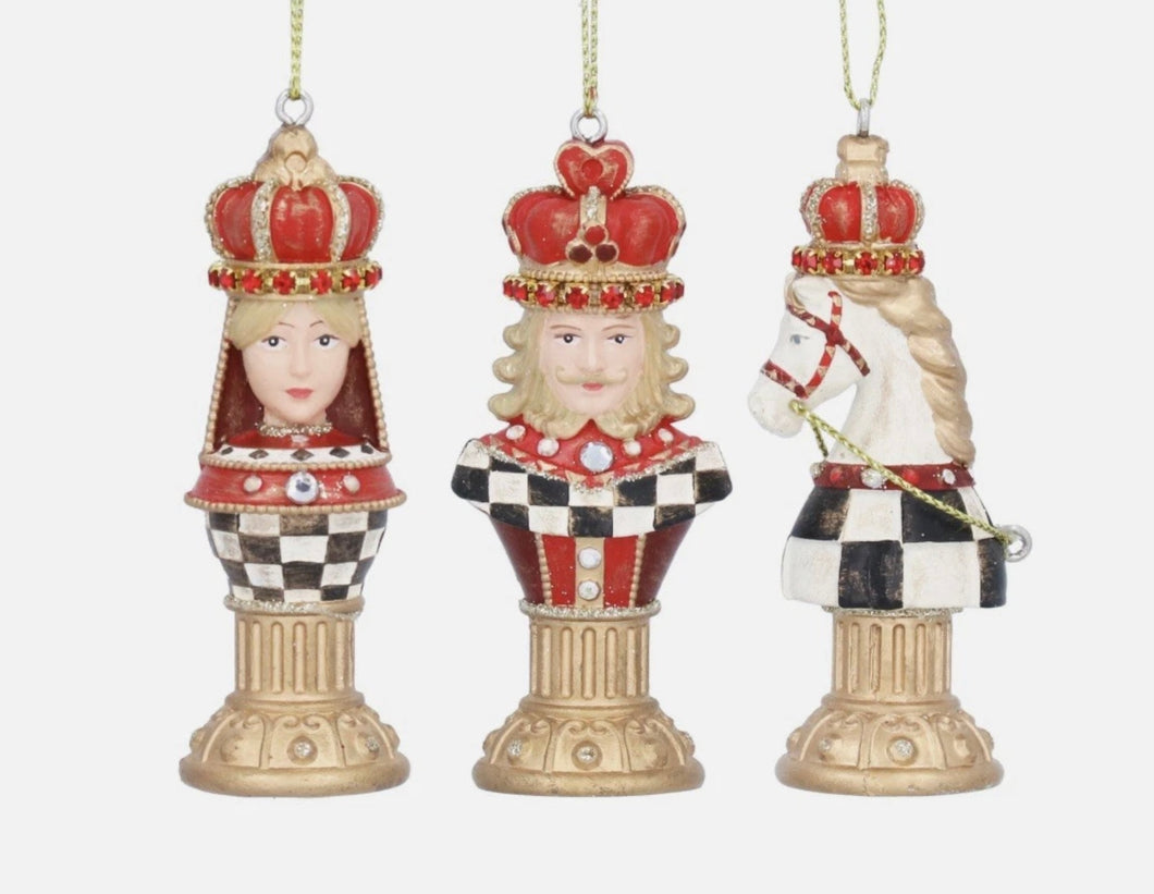 Gisela Graham Set 3 Resin Chess Pieces - Decorations Alice In Wonderland- NEW