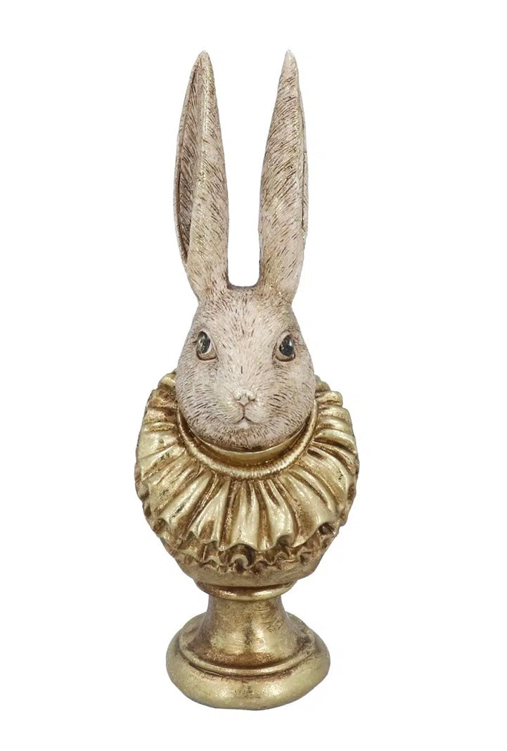 Gisela Graham Golden White Rabbit with Ruff Ornament