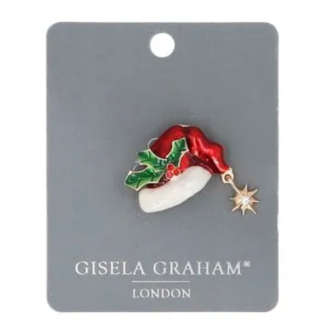 Gisela Graham Christmas Brooch - Santas Hat