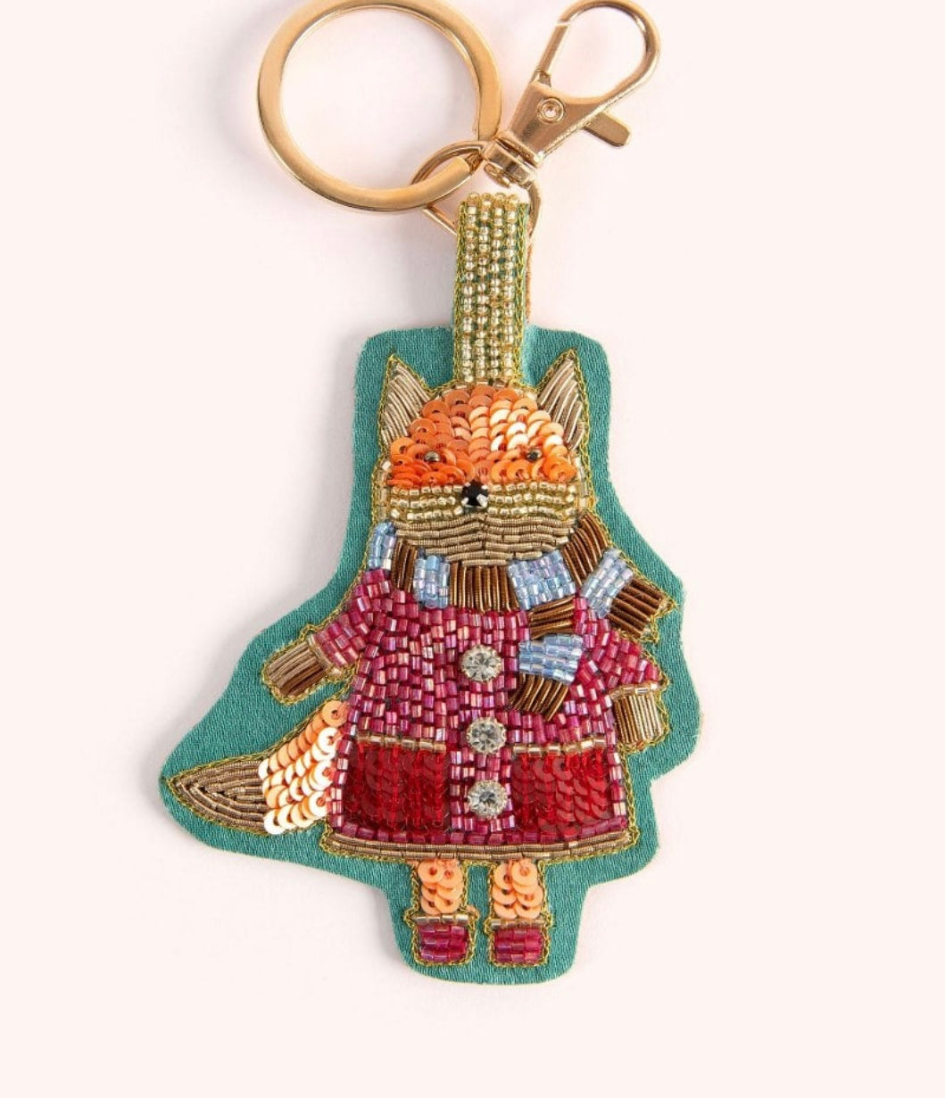 Powder Design Beaded Key Ring - Fall Fox