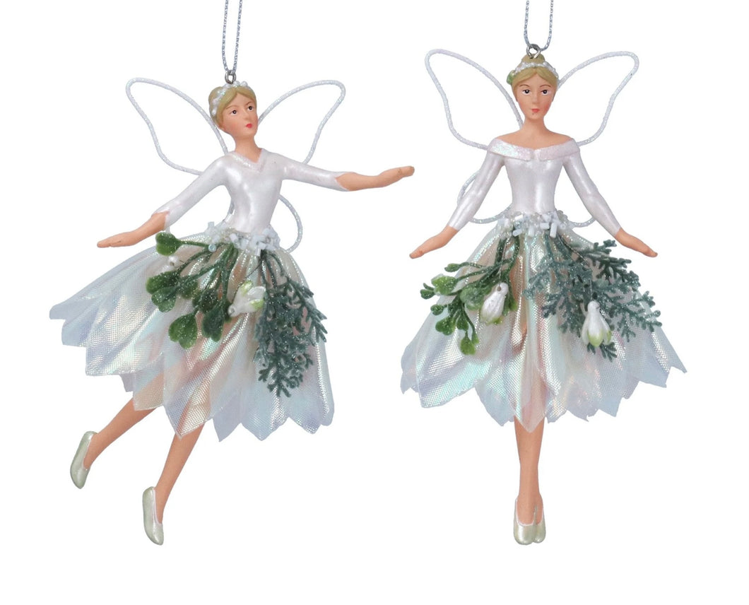 Gisela Graham Large Hanging Resin and Organza Snowdrop Fairy - choice of 2 styles