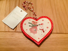 Load image into Gallery viewer, Holly and Alfie Snowman Double Sided Tin Hanging Heart
