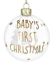 Load image into Gallery viewer, Gisela Graham Baby’s First Christmas Clear Glass Bauble 8 cm
