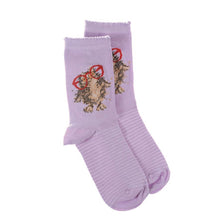 Load image into Gallery viewer, Wrendale Lavender Owl socks with Gift Bag
