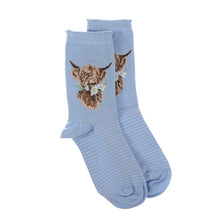 Load image into Gallery viewer, Wrendale  Highland Cow socks with Gift Bag
