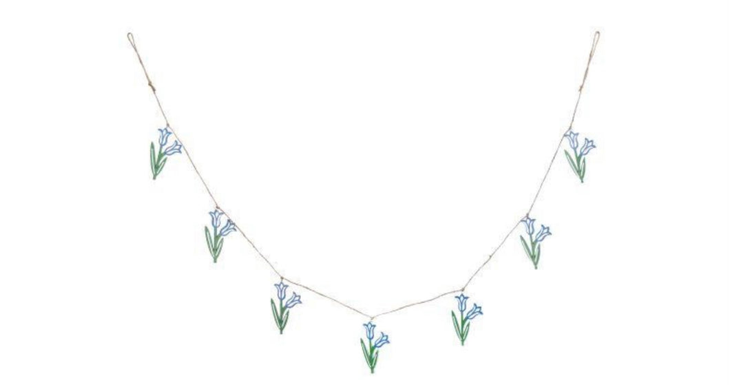 Gisela Graham Bluebell Wooden Garland Spring