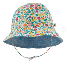 Load image into Gallery viewer, Frugi Chambray Reversible Chambray and Soft Flowers Hat  Sale
